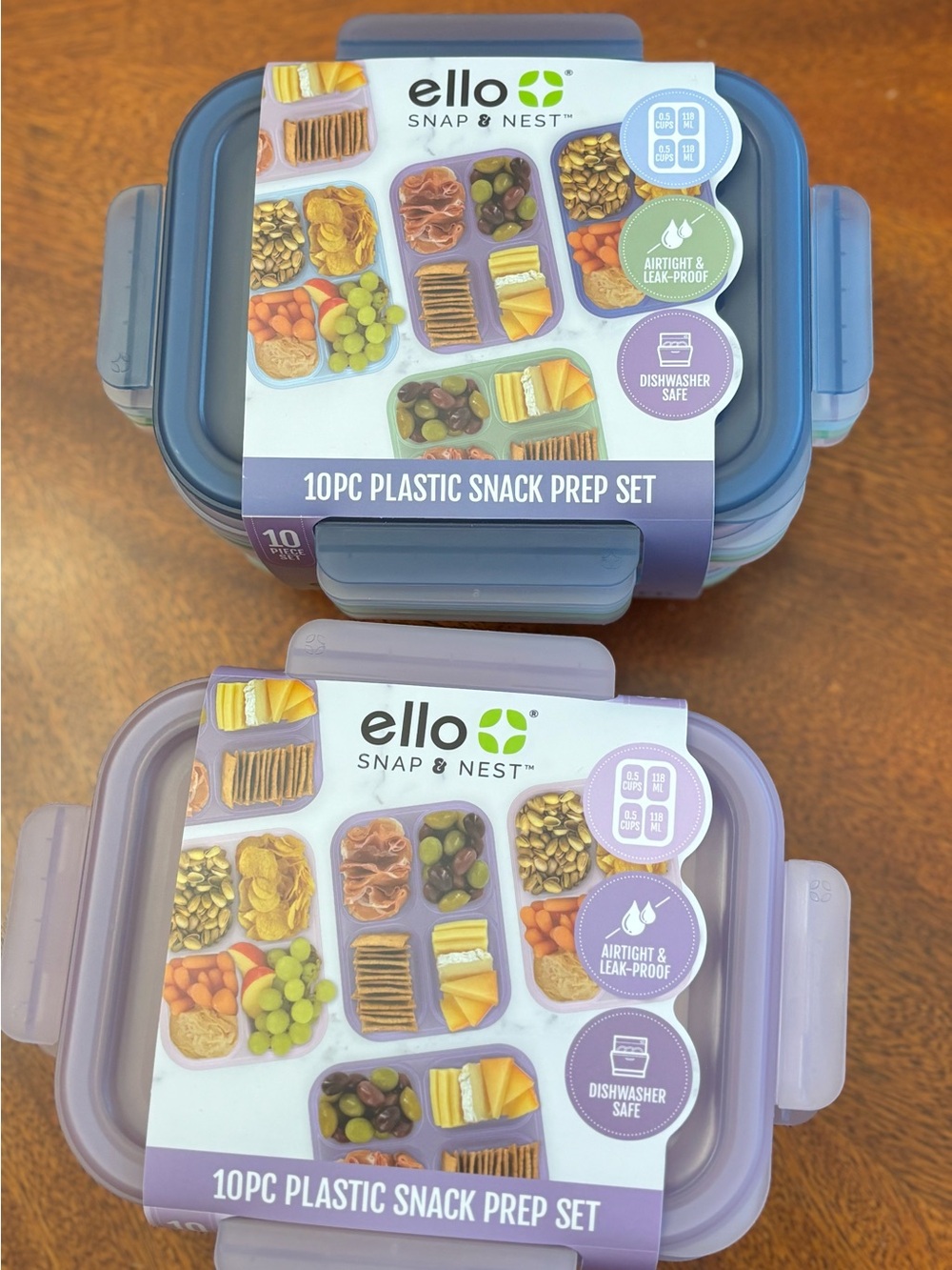 ello Snap & Nest 10pc Plastic Snack Prep Set - Blue & Lavender - Picture 2 of 6